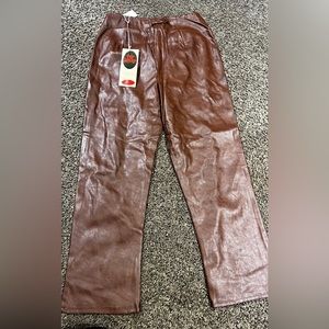 Cuir Sauvage rare vintage brown vinyl pants with tags!